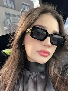 Unisex Retro Plastic Rectangular Sunglasses, Classic Outdoor Design, UV Protection for Travel Beach Vacation Daily Wear Driving