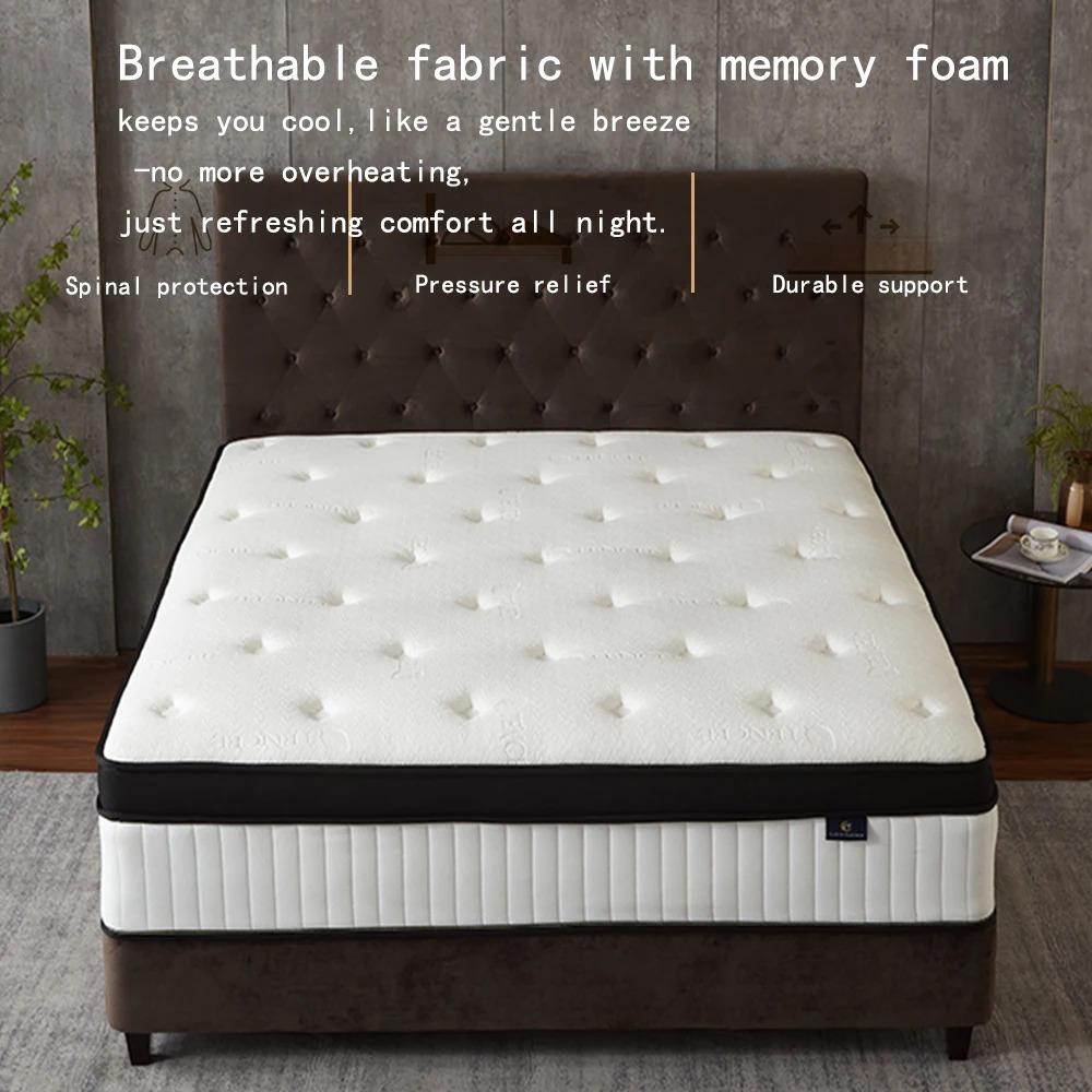 14'' Queen Size Mattress Hybrid Mattress, Individually Pocket Springs Pressure Relief Medium Firm Mattress in Box