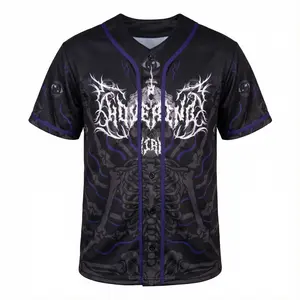 soccer jerseys Baseball Jerseys Double-Sided Skull Pattern Electric Purple Sports Fan S-XXL Dark Style Top for Concerts Street Fashion Unisex Design classic drinking jersey