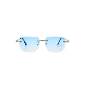 Deez Silver/Blue Square Rectangle Sunglass