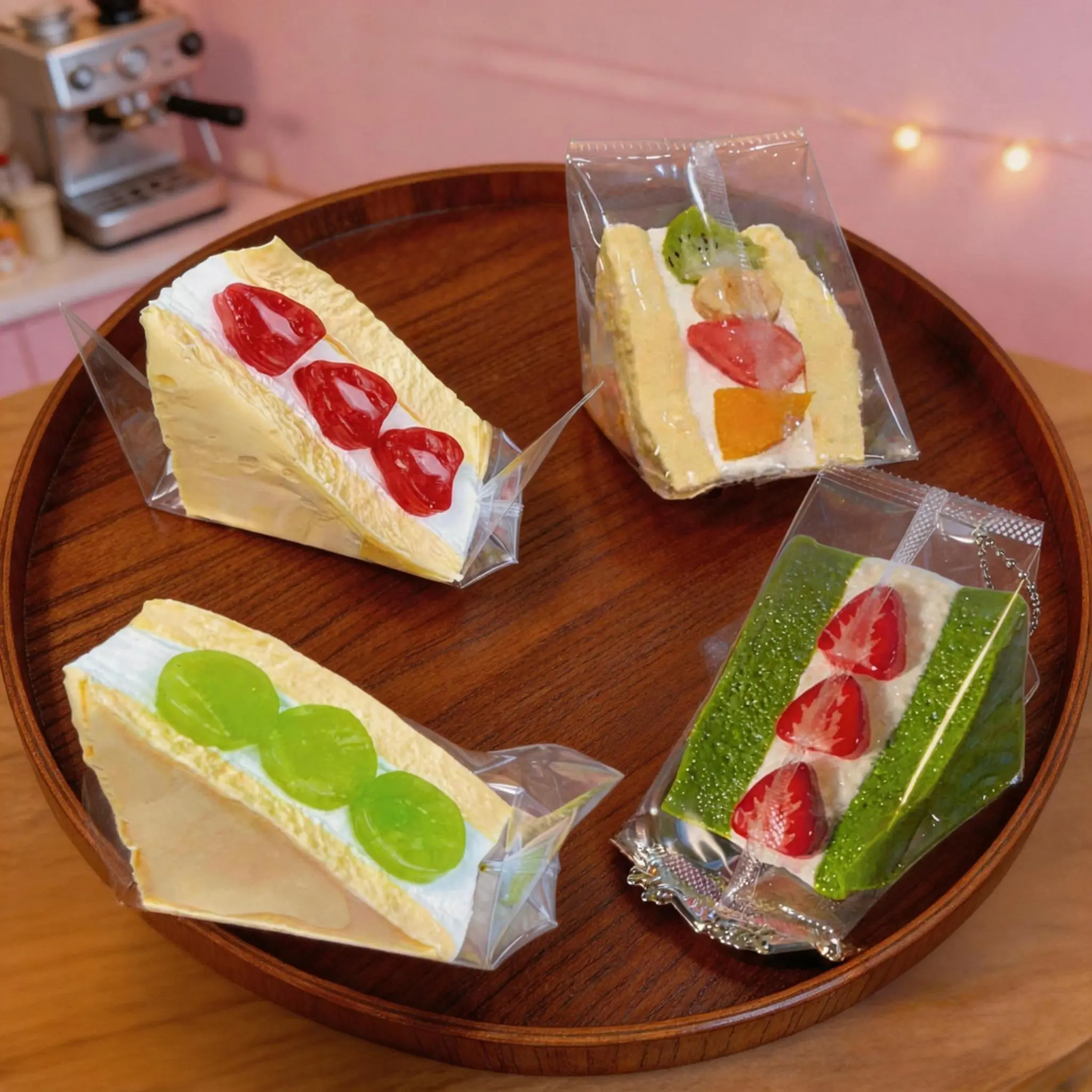 Fruit Sandwich Squishy Toy, Handmade Soft Mochi Squeeze Toy, Realistic Food Shape Stress Relief Fidget Toy for Anxiety, Cute ASMR Sensory Toy for Kids Adults Desk Decor