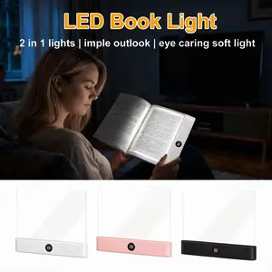 Smart LED Reading Lamp, Rechargeable Full Page Light, 3 Colors & Timer, Adjustable Brightness, Portable Book Light, Student Night Light