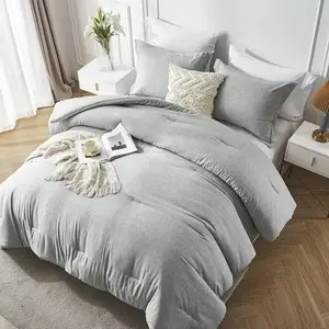2/3PCS Boho Cationic Dyeing Comforter Set (Queen) - Soft Luxury All-Season Bedding with Fluffy Comforter & Pillow Shams, Breathable, Machine Washable, Holiday Gift