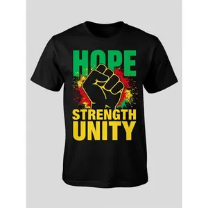 Hope Strength Unity Symbol T-Shirt | Black Slim Fit Crew Neck Short Sleeve Tee with Unity Hands Graphic | Casual & Outdoor Wear | Summer Shirt | Gift for Dad Husband | Durable Machine Washable Unisex Mens&womens 2026 Couple T-Shirts