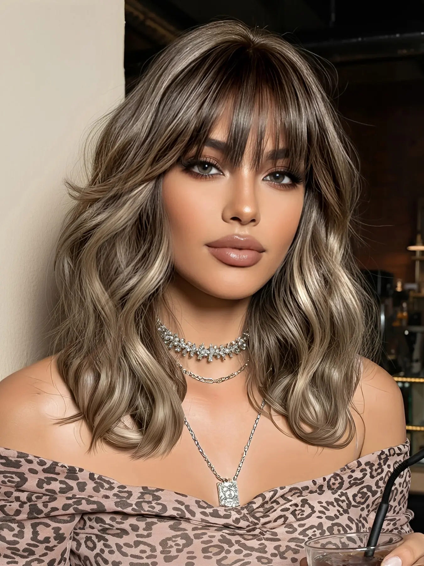 Wig with Bangs, 12 Inch Short Curly Hair, High Heat Resistant, Perfect for Daily Commuting, All Seasons, Synthetic Curly Wigs, Synthetic Machine Wigs, Synthetic Fiber Wig, Curled Synthetic Wig