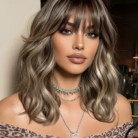 Wig with Bangs, 12 Inch Short Curly Hair, High Heat Resistant, Perfect for Daily Commuting, All Seasons, Synthetic Curly Wigs, Synthetic Machine Wigs, Synthetic Fiber Wig, Curled Synthetic Wig