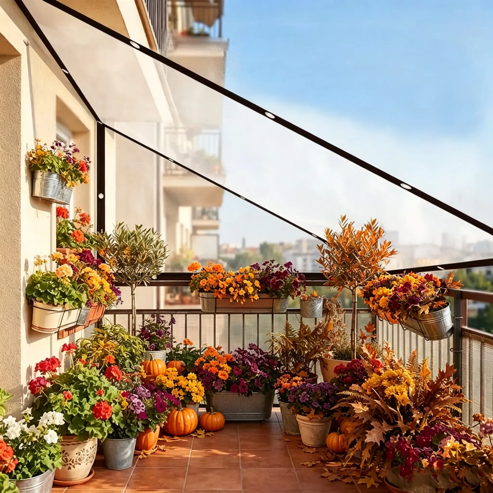 10×13FT Clear Waterproof PE Tarp,Transparent Outdoor Cover with Metal Grommets,90% Transparent for Patio,Porch,Greenhouse,Garden,Outdoor Furniture,BBQ,Chicken Coop & Plant Protection,Fall & Winter Protection homeessentials,TikTokShopBackToSchool
