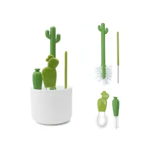 5pcs Cactus Cleaning Brush Set - Durable Plastic, Multi-purpose, Suitable for Cups and Straws, Includes Cup Brush, Bottle Cleaning Brush, Stain Removal Brush, Lid Brush, No Dead Angle Design, Suitable for Water Bottles, Teacups, Grooves, Commercial