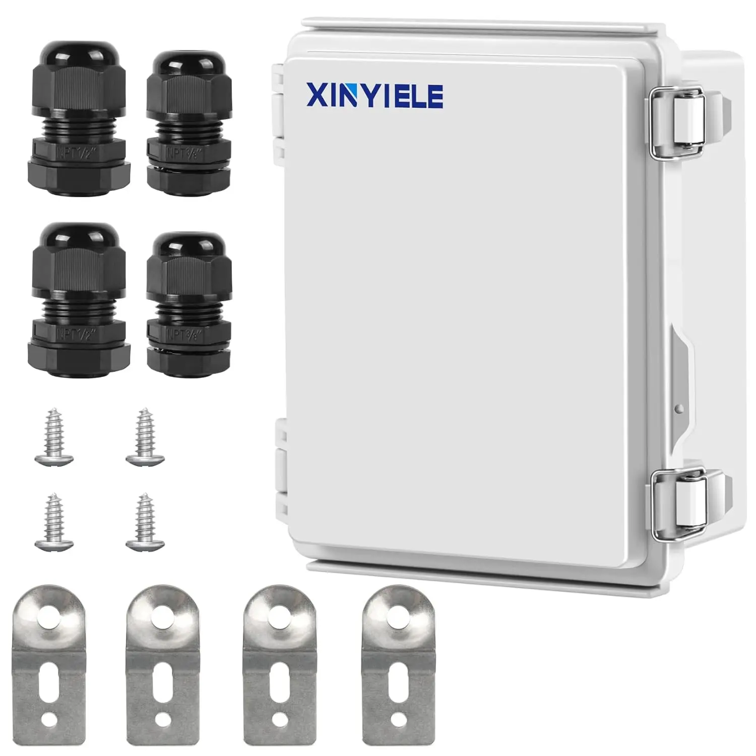 Waterproof Outdoor Project ABS Plastic Junction Box IP67 Weatherproof Dustproof Enclosure with Hinged Cover, Mounting Plate,Wall Brackets for Power Project (8.7"X6.7"X4.5")