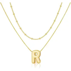Moodear Initial for Women Layered Letter A-Z Pendant Choker Trendy Monogram Name Personalized Jewelry for Merry Christmas Necklaces Elegant Style Fashion