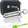 Ofargo Stainless Steel Meat Injector Syringe Kit with 4 Interchangeable Needles & Travel Case for BBQ Grill Smoker Utensils Ideal Mother Day Father Day Gifts for Dad Husband Men Him in Thanksgiving Christmas Day