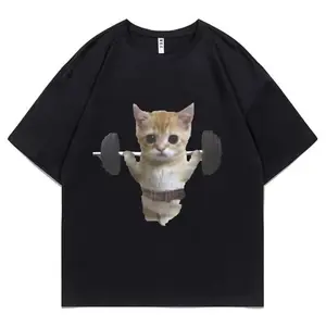 Funny Sam Sulike Cat Fitness Expression T-Shirt, Unisex Loose Fit Gym Sports Graphic T-Shirt