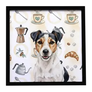 Carolines Treasures WDK7546MFP88 8 x 8 in. Parson Russell Terrier Coffee Bar Framed Metal Print