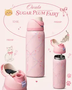 Owala Sugar Plum Fairy 32oz FreeSip Water Bottle – Ballet Pink Holiday Bottle, Coquette Pink Leakproof Sports Water Bottle, Girly Gift Idea