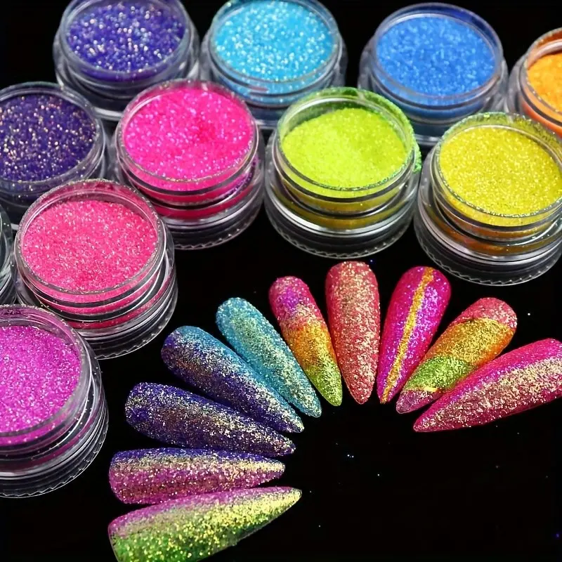 Nail Holographic Chunky Glitter, Iridescent Glitter, Assorted Craft Glitter Mix, Fine Glitter Powder, Body Nail Glitter, Glam Pack Glitter, Nail Art Supplies, Perfect for Crafting & Nail Power
