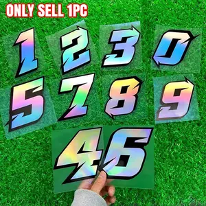 Laser Arabic Number Sticker, 0123456789 Waterproof Vinyl Decorative Sticker, Sticker for Cars, Suitable for Motorcycle Fuel Tank Front Fairing Helmet, Car Body, Windows
