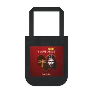 Faith-Inspired Organic Canvas Tote Bag, Jesus Love Tote, Christian Gift Bag, Church Activity Tote, Eco-Friendly Jesus Bag