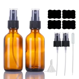 2oz  Glass Spray Bottles,Empty Small Perfume Travel Refillable  Fine Mister Spray Bottle for Hair,Cleaning Solutions, and Essential Oil with Extra Nozzle(2 Pack)