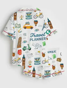 Women's Travel Planner Short Sleeve Pajama Set #Pajamas
