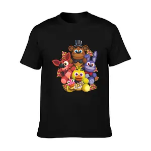 Five Nights at Freddy's Character Group T-Shirt, FNAF Freddy Bonnie Chica Foxy Tee, Casual Soft Cotton Top For Gamers