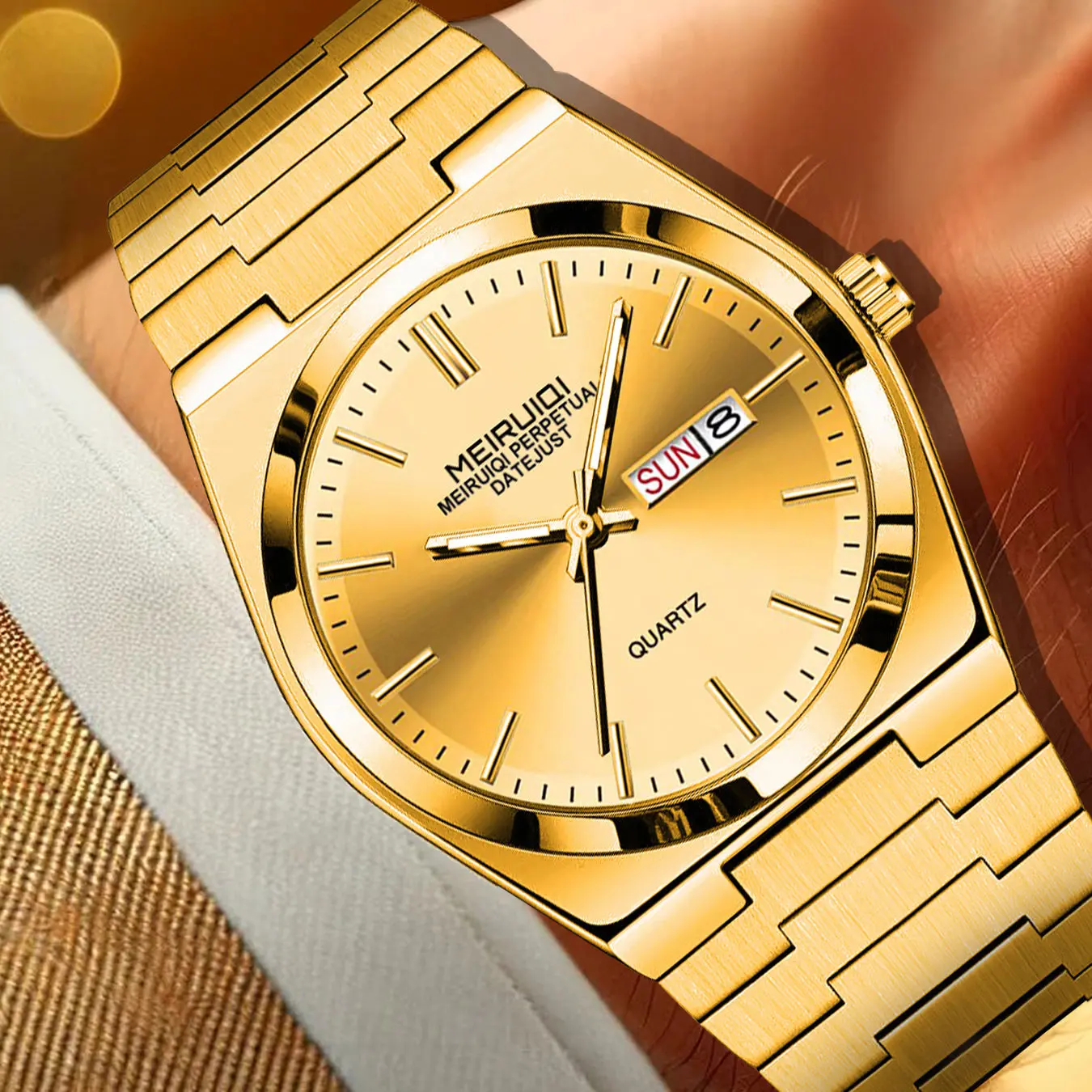 Casual Quartz Analog Wristwatch for Men, Stylish Classic Design with Luminous Hands, Date Display, and Water Resistance for Everyday Wear