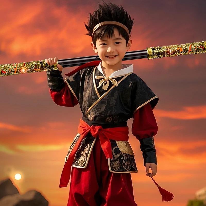Monkey King Golden Hoop Staff Toy, Voice Controlled Glow Sword for Boys, Kids Retractable Magic Toy