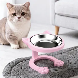 Elevated Feeder Pet Bowl & Stainless Steel Bowl, Large-Capacity Neck-Protection Design, Anti-Tip Slanted-Edge Dog & Cat Food Water Dish, Pet Supplies