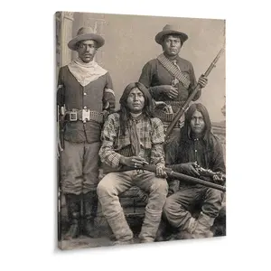 Black And White Buffalo Soldier Wall Art Old Photos Indian Wall Art Black American Art Decor Poster