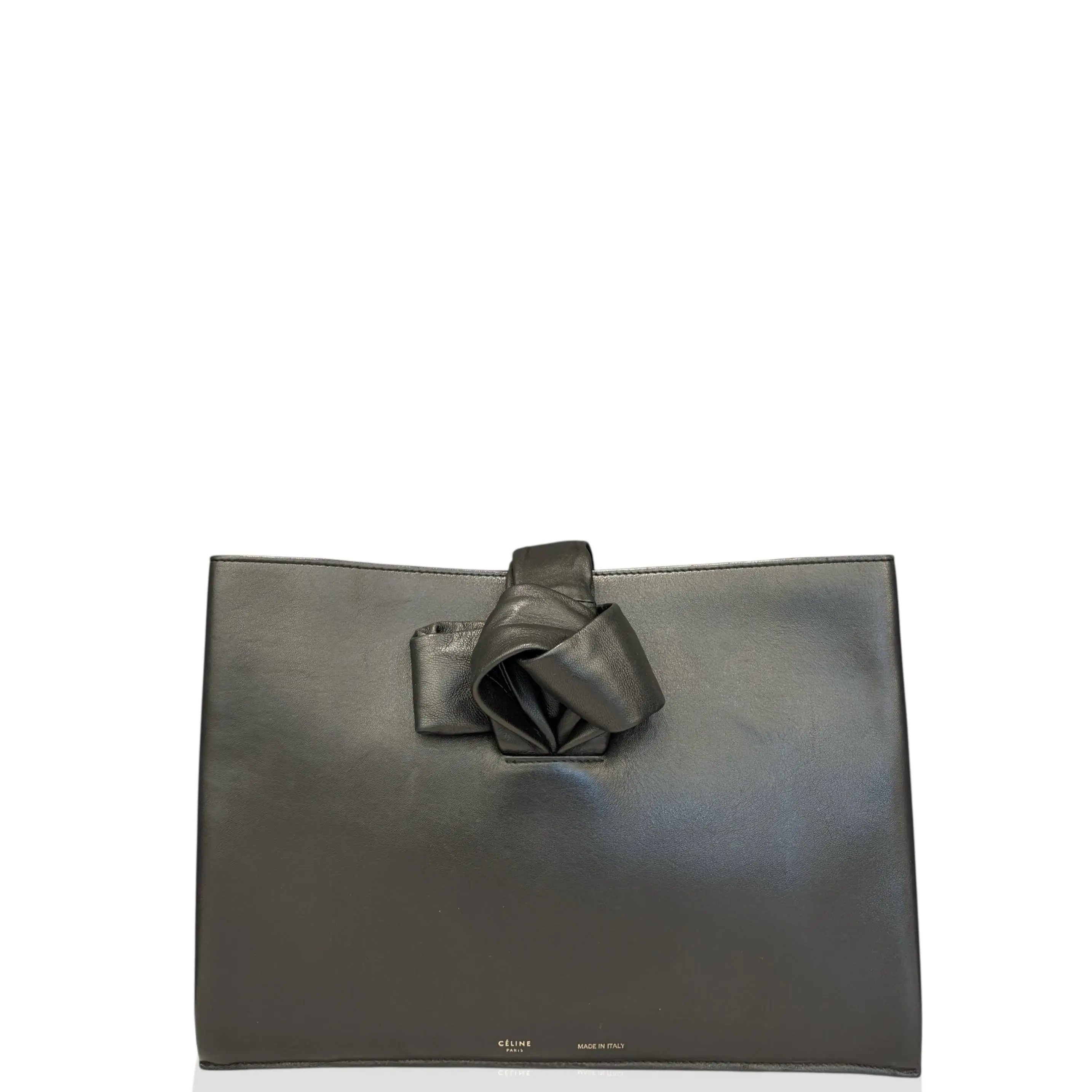 Pre-owned Celine Leather clutches & wristlets Clutch Soft Calfskin Snake Embossed Calfskin Black Beige Brown (hs051326b4)