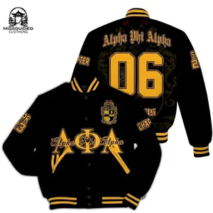 Ireishprint ΑΦΑ Custom Chapter Varsity Jacket, Personalized Old Gold And Black Varsity Jacket ΑΦΑ Fraternity Jacket