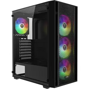 ATX Mid Tower  PC Case with Tempered Glass, 4X 120mm ARGB PWM Fans Gaming Case, Support Up to 6X 120mm Fans, 360mm AIO/Radiator, 260mm GPU/VGA, 160mm CPU Air Cooler