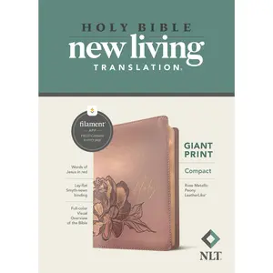 NLT Compact Giant Print Bible, Filament Enabled (Leatherlike, Rose Metallic Peony, Red Letter) -- New Living Translation - Bible