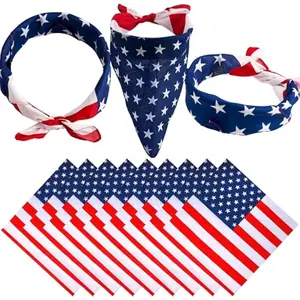 6 Pcs 4th of July Patriotic Bandanas, American Flag Bandanas Headbands for Men & Women, 4th of July Bandana for Party Favors, Independence Day, Memorial Day, Party Accessories