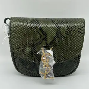 Pre-owned Yves Saint Laurent YSL Kaia Olive Green Python Crossbody Bag