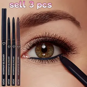 MKNK Waterproof Gel Eyeliner Makeup 3pcs/set, Sweatproof and Smudge-Resistant, Easy Application, Smooth for Long-Lasting Beautiful Eyes