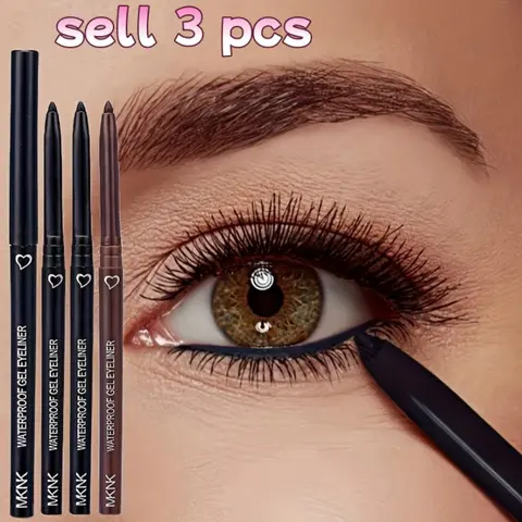 MKNK Waterproof Gel Eyeliner Pigment Makeup Longwear Eye Liner 3pcs/set, Eye Makeup Product, Sweatproof and Smudge-Resistant, Easy Application, Smooth for Long-Lasting Beautiful Eyes