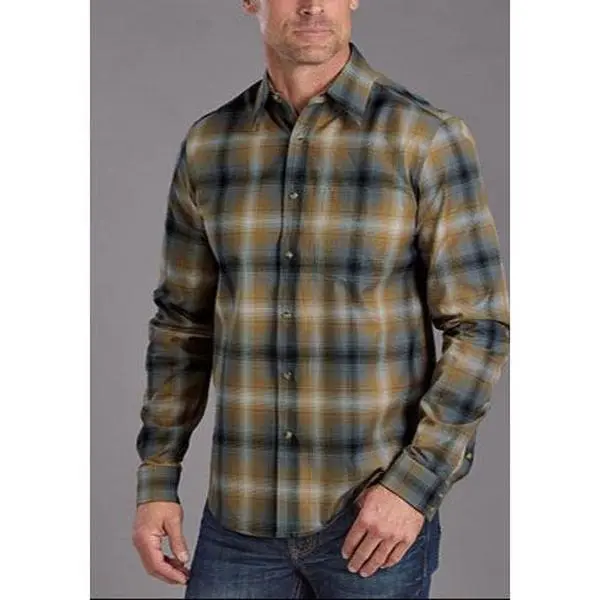 Stetson Mens Twill Ombre Plaid LS Shirt