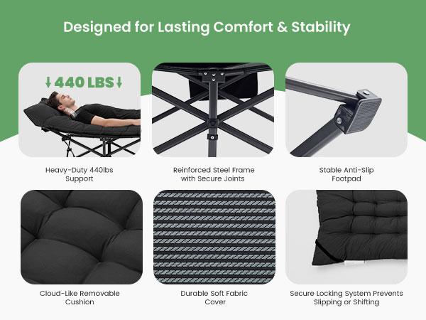 Camping Cot for Adults, 6 Angle Adjustable Folding Camping Bed with Mattress, Foldable Camping Bed for Camp, Office, Outdoor, Lightweight Camping Cot Supports 450 lbs Camping Cot for Adults, 6 Angle Adjustable Folding Camping Bed with Mattress, Foldable Camping Bed for Camp, Office, Outdoor, Lightweight Camping Cot Supports 450 lbs