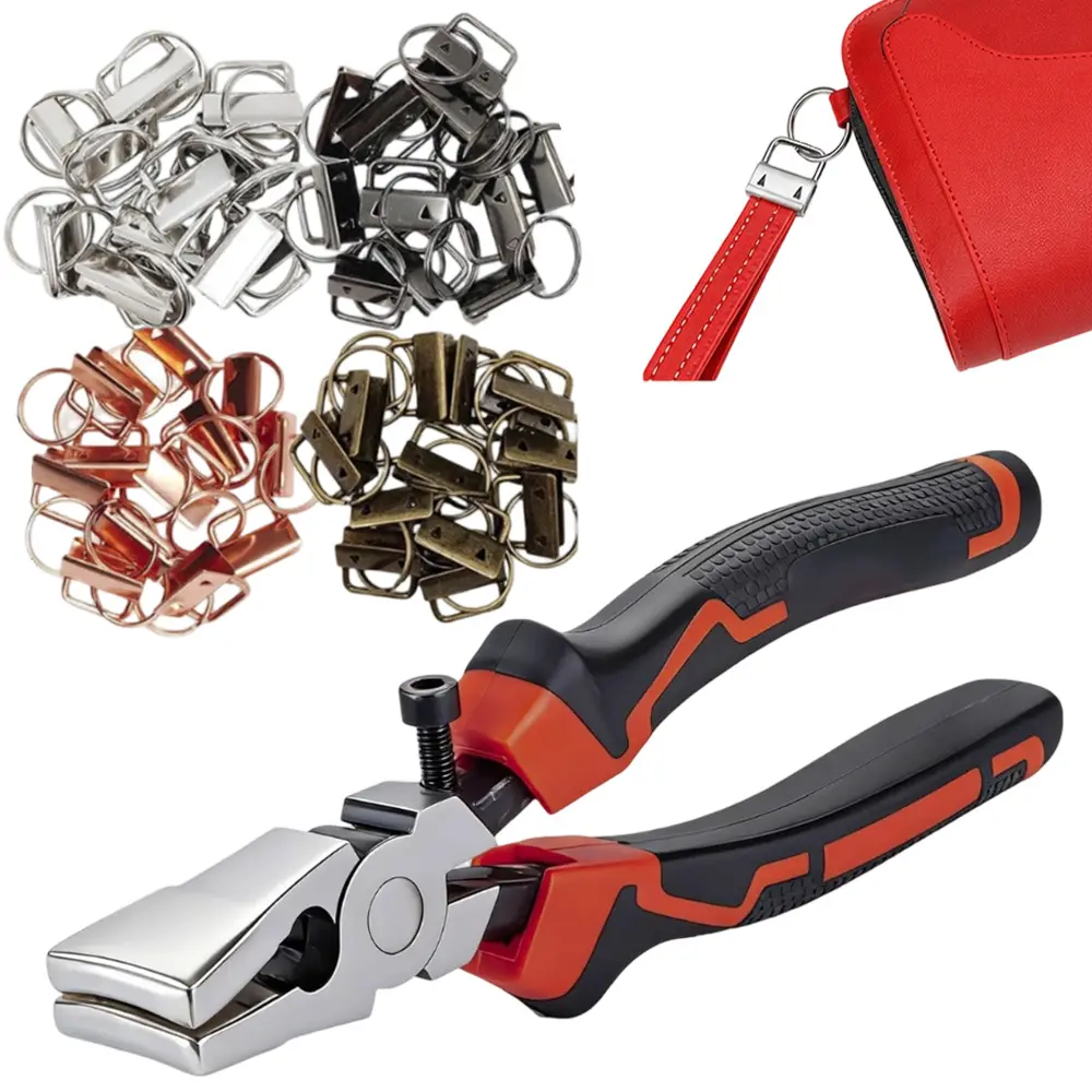 Key Fob Hardware Set, 4 Color, 60 pcs with Pliers Tool,Lanyard Keychain Hardware, Glass Running Pliers with Jaws, Wristlet Clamp Hardware Supplies