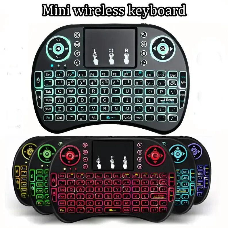Wireless Mini Keyboard with Touchpad, Portable Keyboard, Wireless Computer Keyboard, 2.4G Backlit Wireless Keyboard, Mini Keyboard for Android TV Box, Smart TV, PS3, External Keyboard