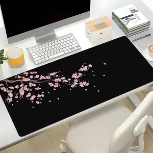 1 piece of plum blossom pattern mouse pad with anti slip rubber base, perfect for office/gaming and home use, large-sized mouse pad