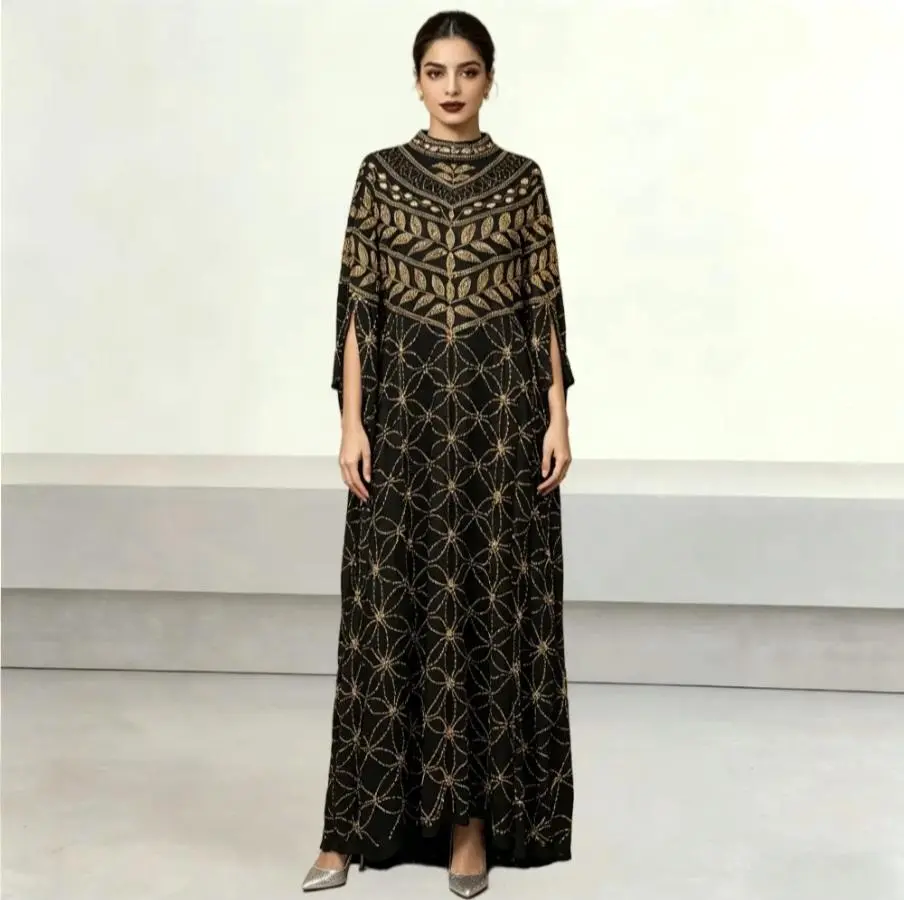 New Luxury Handmade Thread embroidered Abaya Modest Evening Dress