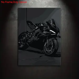 1 Piece/Set Frameless Canvas Painting Print Poster,Classic Minimalism Vehicle Pop Art,Superbike Ducati Panigale,Perfect Gift for Motorcycle Lovers,Ideal Gift for Bedroom,Study,Office,Toilet,Living Room,Dorm Hallway,Kitchen,Mural,Wall Decoration,Room Decor