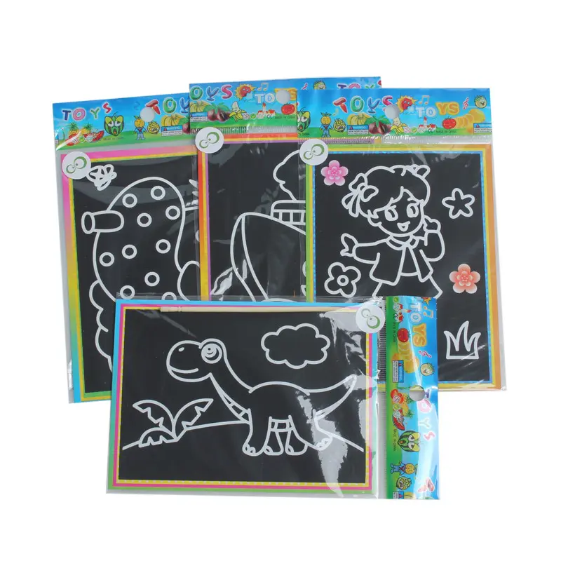 10 pcs 13x 9.8cm Scratch Art Paper Magic Painting Paper with Drawing Stick For Kids Toy Colorful Drawing Toys