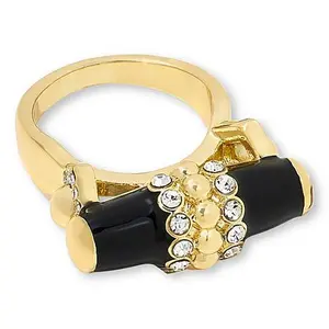 Heidi Daus Slim Pickens Goldtne Enamel Pavé Accent Barrel Ring