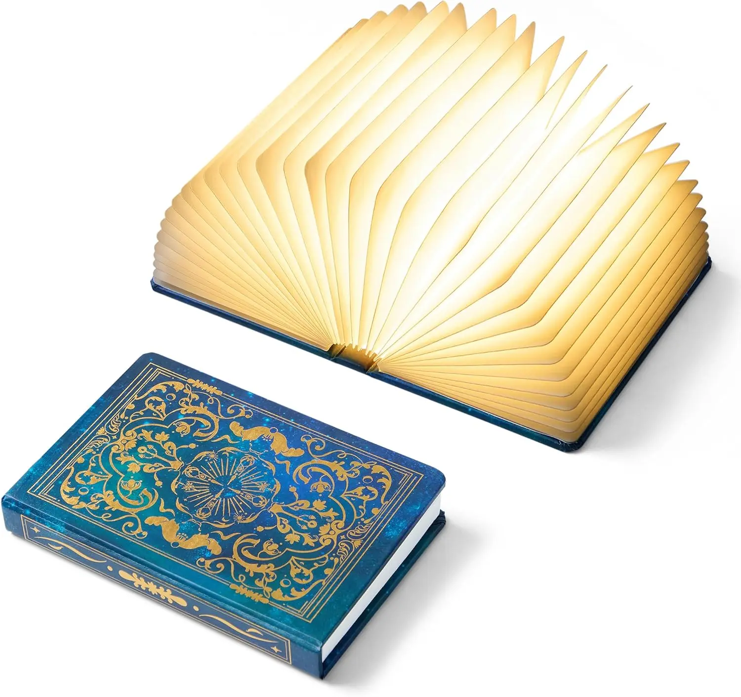 Chunting Durable Handmade Origami Design Book Lamp - 5 Color Lights, 1200mAh Battery, 360° Foldable Paper Lamp, Hot Foil Cover, All-Purpose Couples & Book Lovers Accessory, Christmas Home Decor, Reading Gift