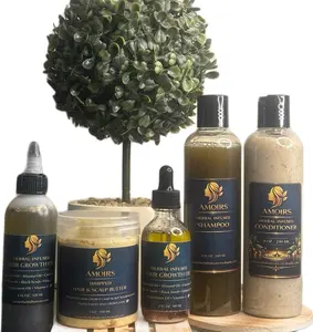 Amoirs Herbal Growth Treatment Bundle - Includes Shampoo, Conditioner, Hair Growth Oil, Hair & Scalp Butter - Haircare