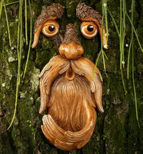 Tree Face Outdoor Decor Polyresin Bird Feeder Eco-Friendly Hand-Painted Weather-Resistant Tree Art for Garden & Backyard Unique Decoration
