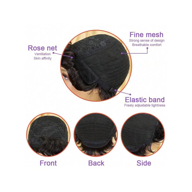 Highlight Ombre Blonde Honey Gold Human Hair Wigs Short Straight Pixie Cut Hair Bob Wig Hair For Woman