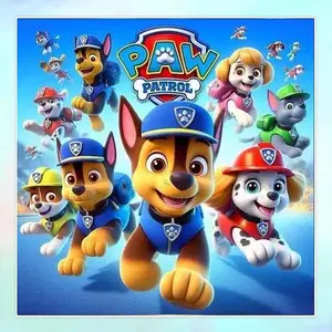 5D DIY Full Drill Round Diamond Painting - Diamond Art Painting Kit Paw Patrol Mosaic, Canvas - DIY Decoration, Home Wall Decor, suitable for Halloween and Christmas, birthday and anniversary gifts
